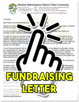 Mendota Mdewakanton Dakota Tribal Community Fundraising Letter