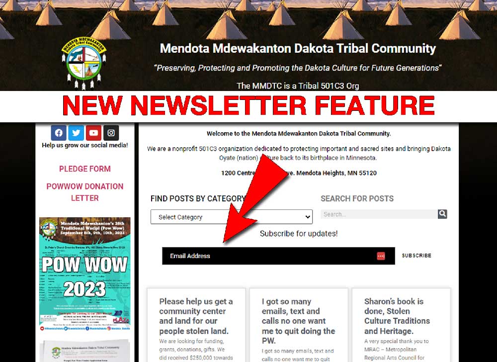 Mendota Dakota Newsletter Signup Updates Tribal MMDTC