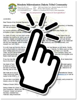 Mendota Mdewakanton Dakota Tribal Community Fundraising Letter